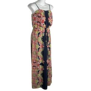 City Studio Blue Pink and Yellow Floral Spaghetti Strap Maxi Dress Size:S